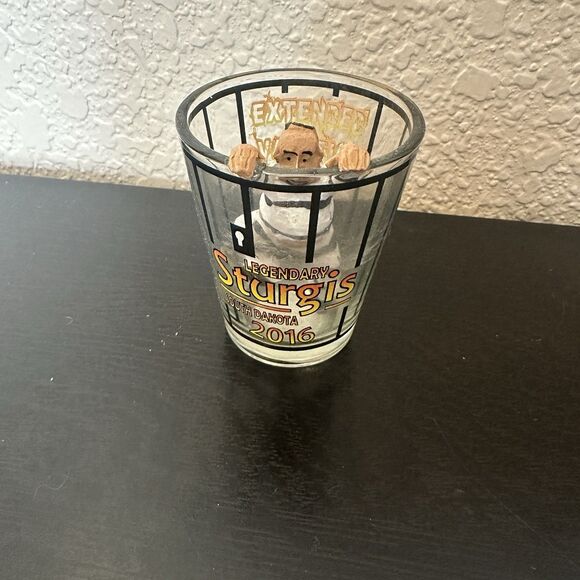 Shot Glass South Dakota Sturgis Biker Rally Jail Cell Inmate Striped Jumpsuit - Picture 1 of 3